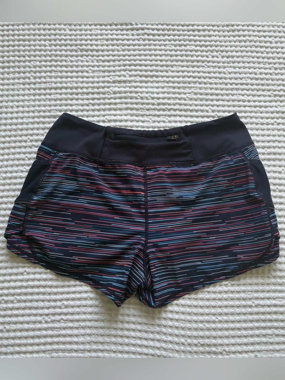 Athleta Ready Set Go Short Blue Jigsaw Stripe Graphic Print Built-In Brief: S - Picture 7 of 10